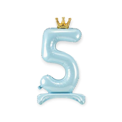 Picture of STANDING FOIL BALLOON NUMBER 5 SKY BLUE 84CM